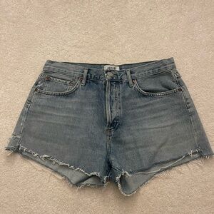 Agolde Distressed Blue Jean Shorts